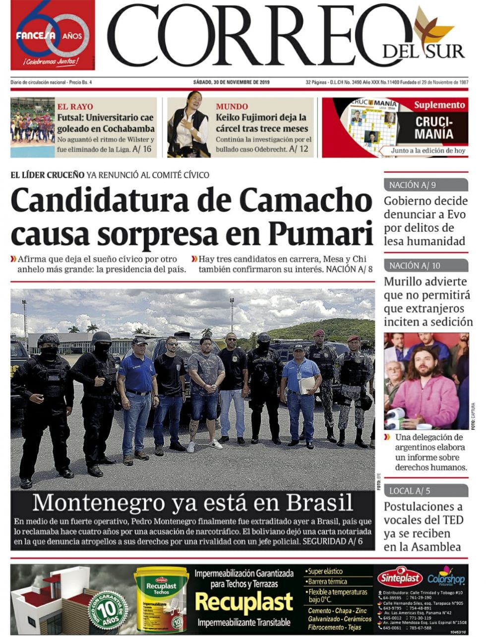 Correo del Sur, Sucre.