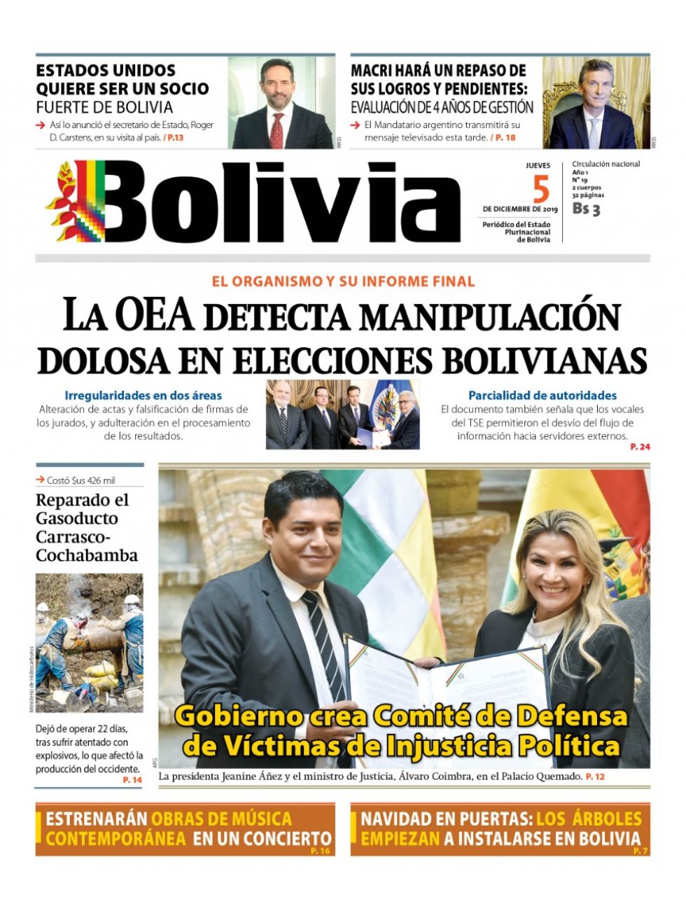 Bolivia, diario oficialista.