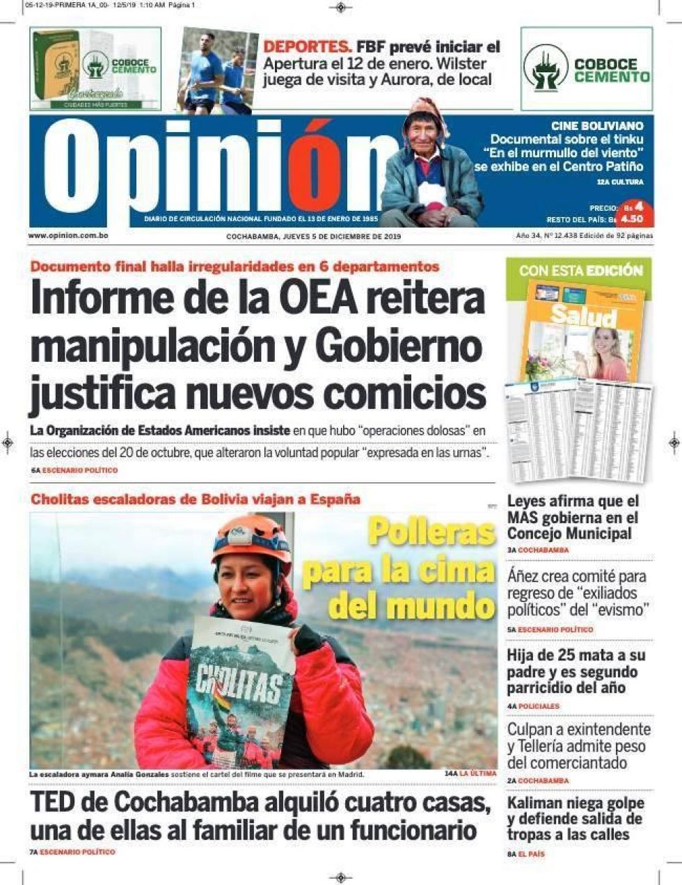Opinión, Cochabamba.