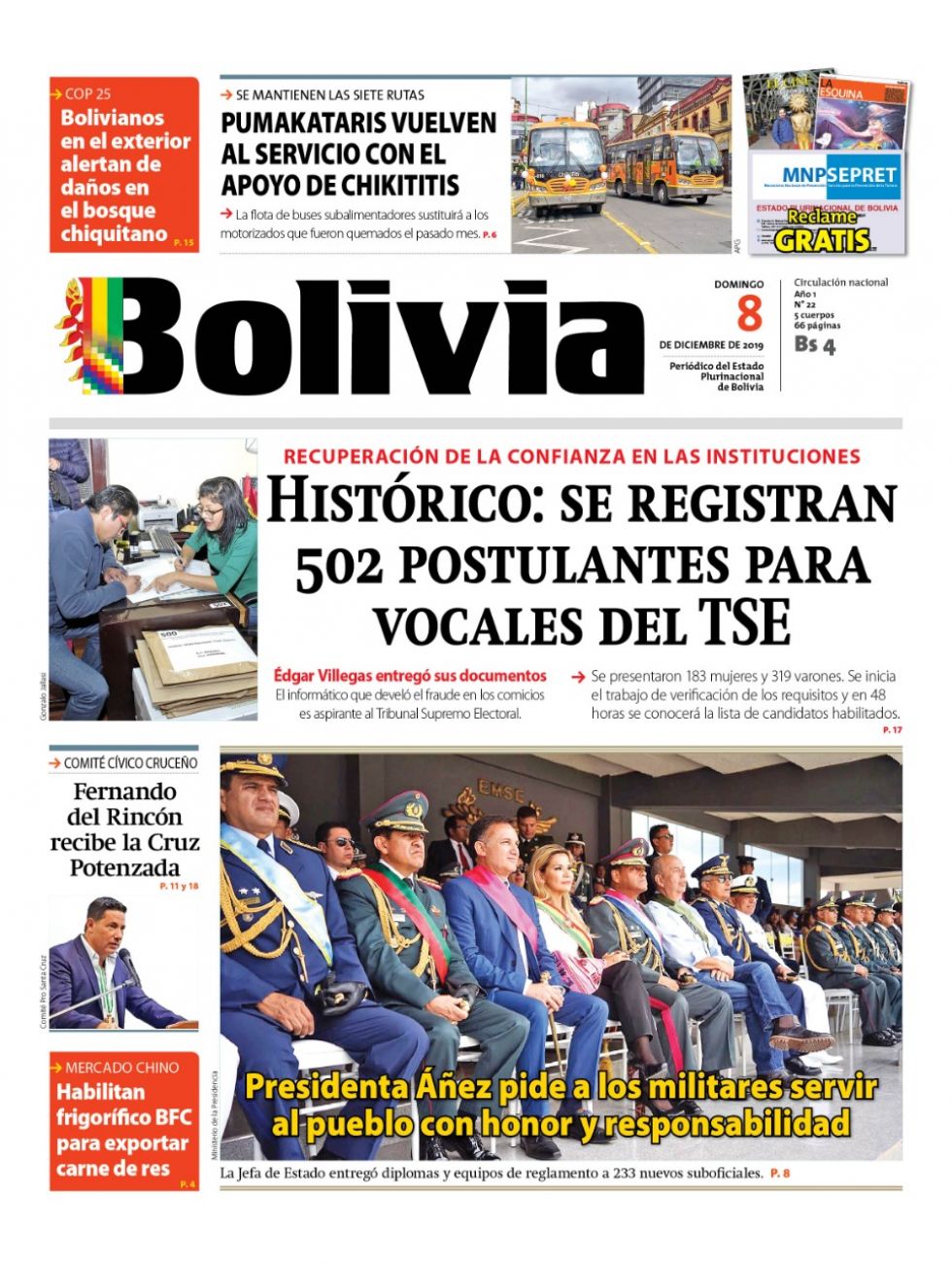 Bolivia, diario oficialista.