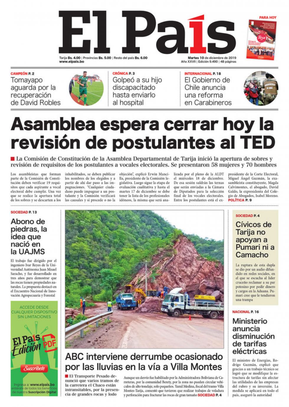 El País, Tarija.