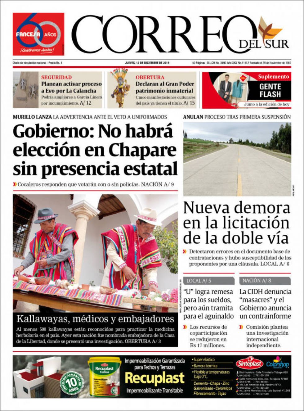 Correo del Sur, Sucre.
