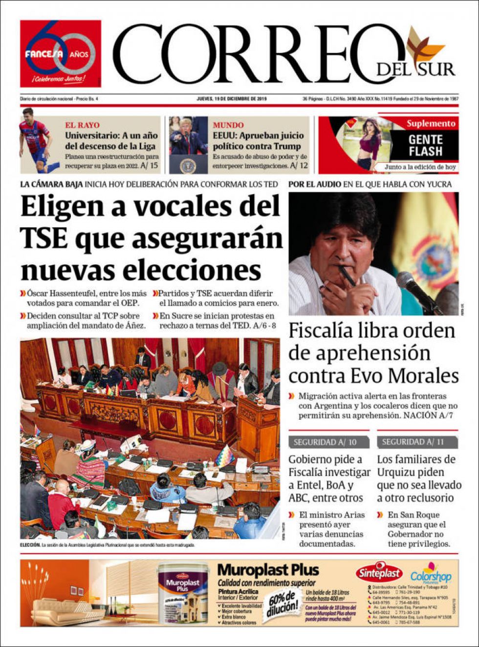 Correo del Sur, Sucre.