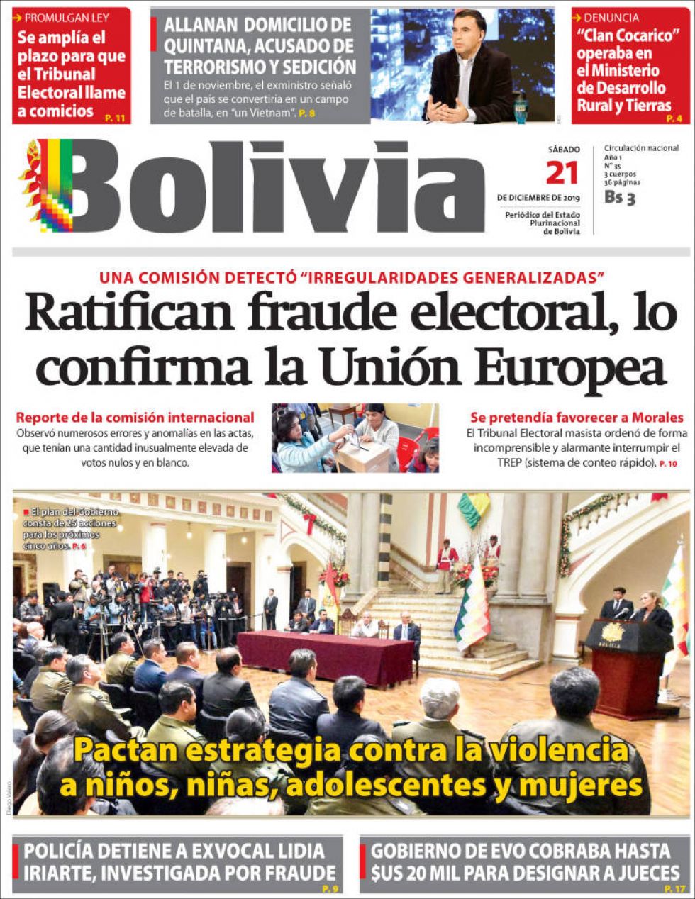Bolivia, diario oficialista.