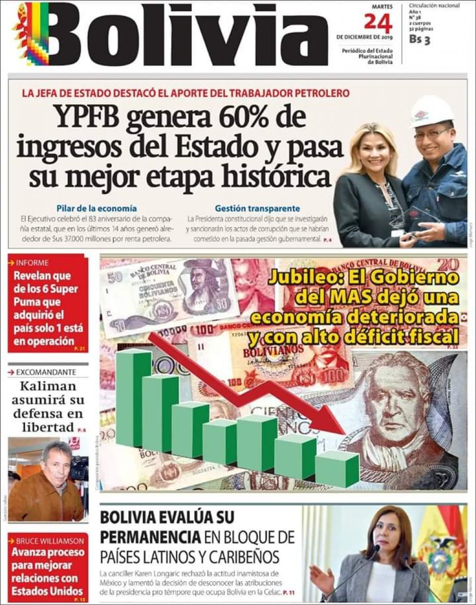 Bolivia, diario oficialista.