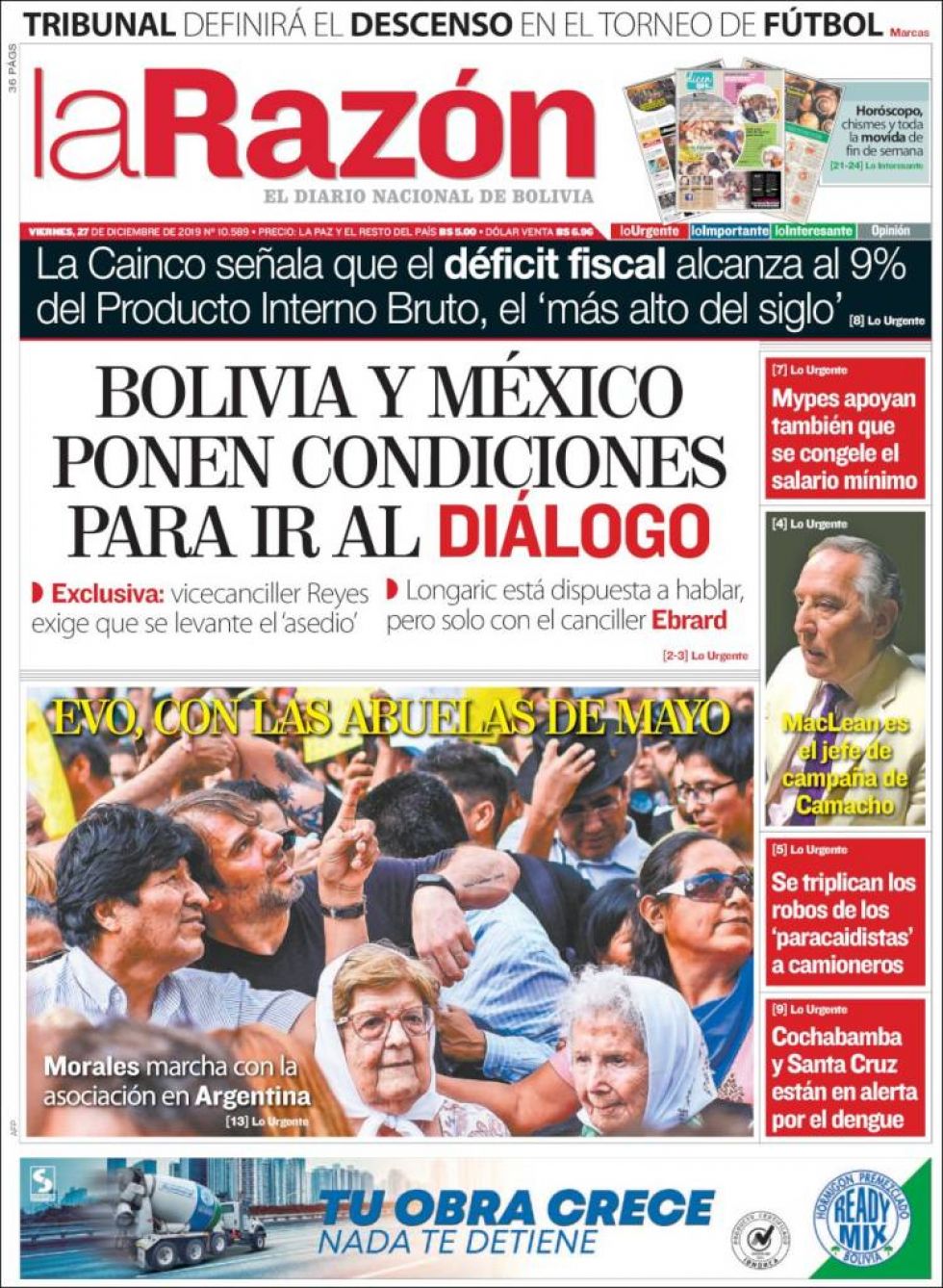 La Razón, La Paz.