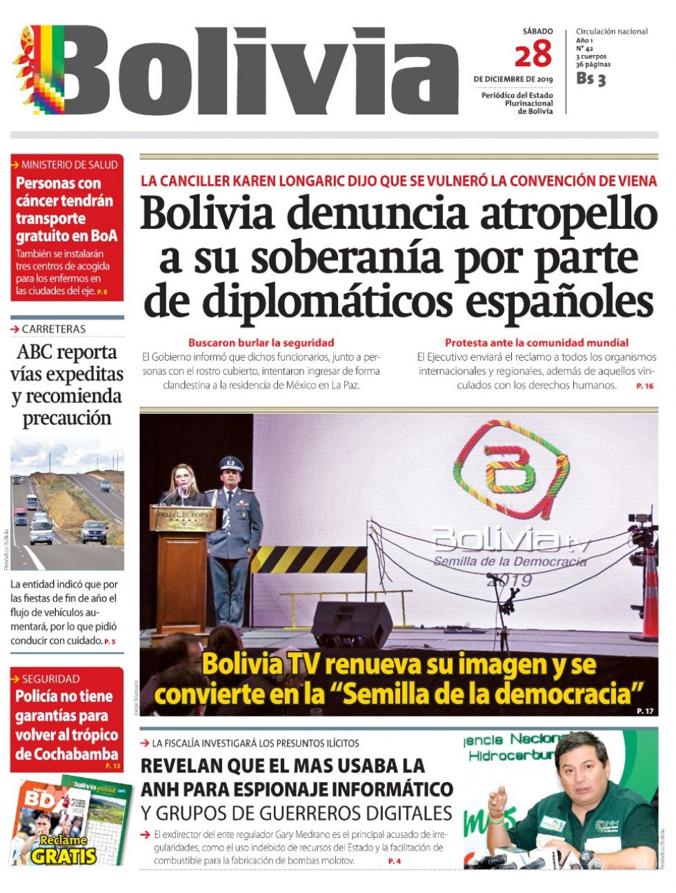 Bolivia, diario oficialista.