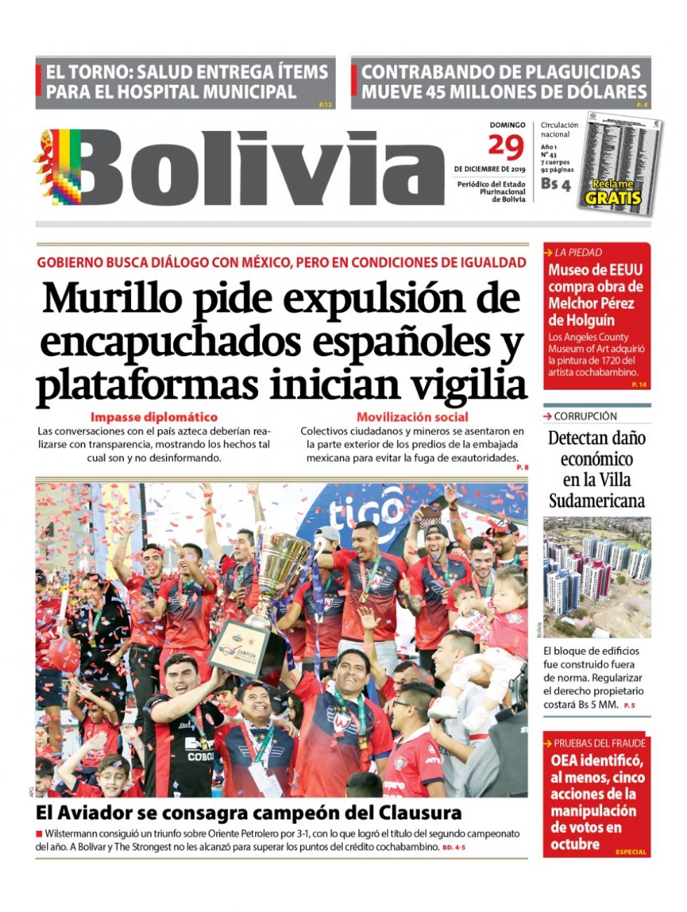 Bolivia, diario oficialista.