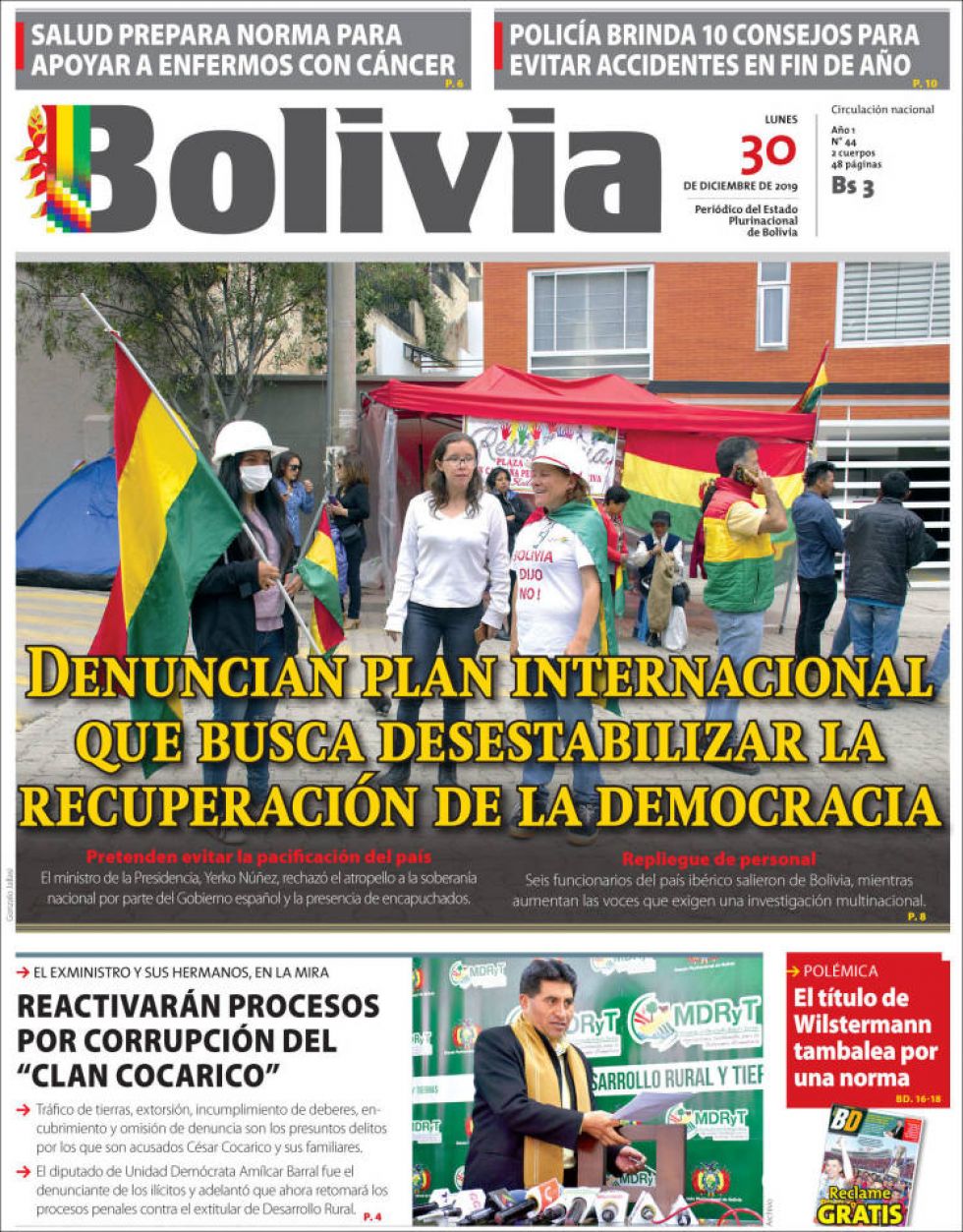 Bolivia, diario oficialista.