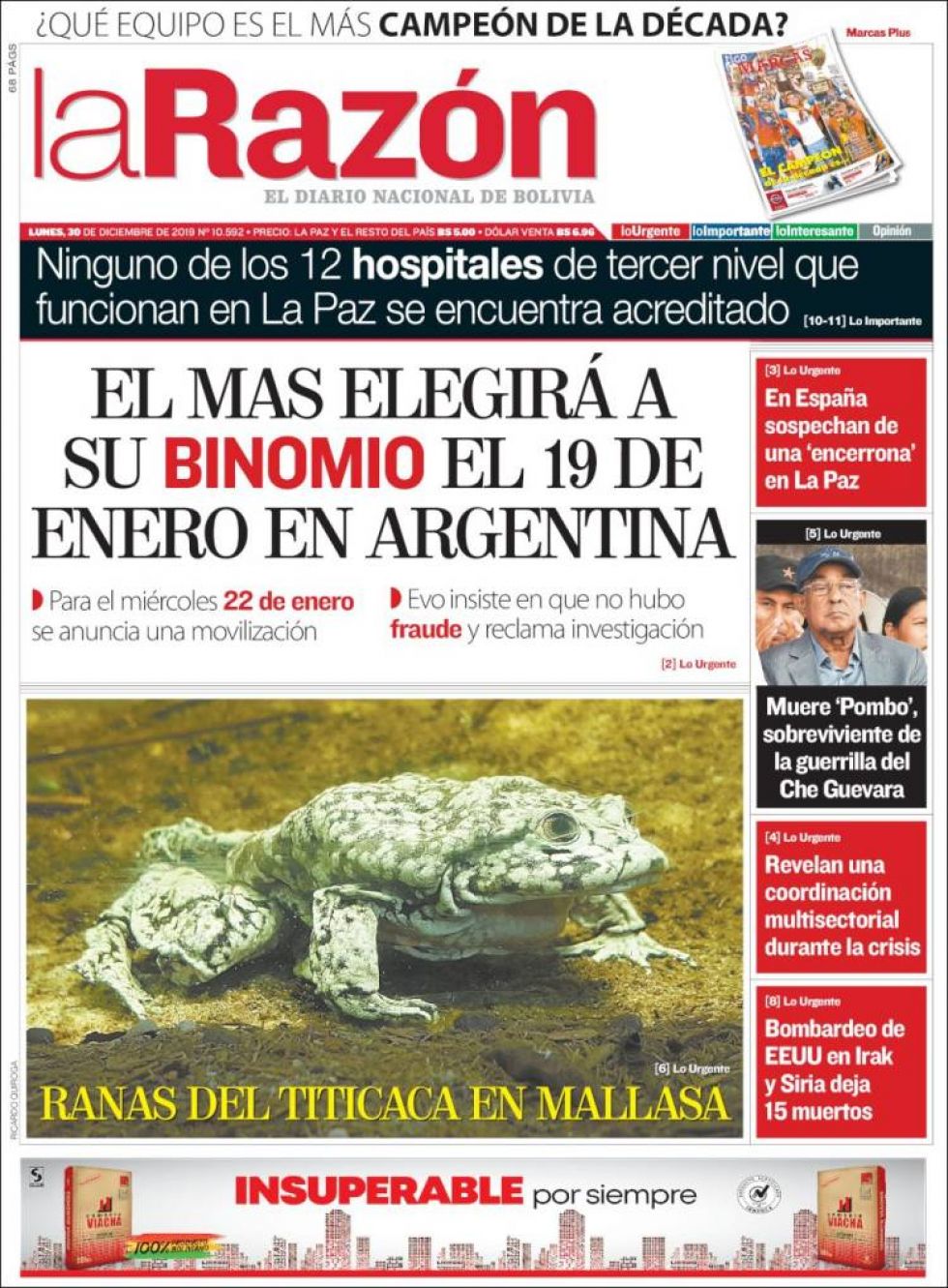 La Razón, La Paz.