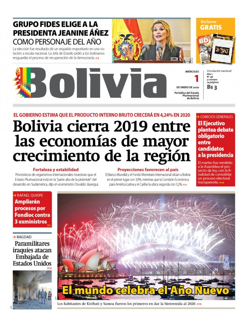 Bolivia, diario oficialista.