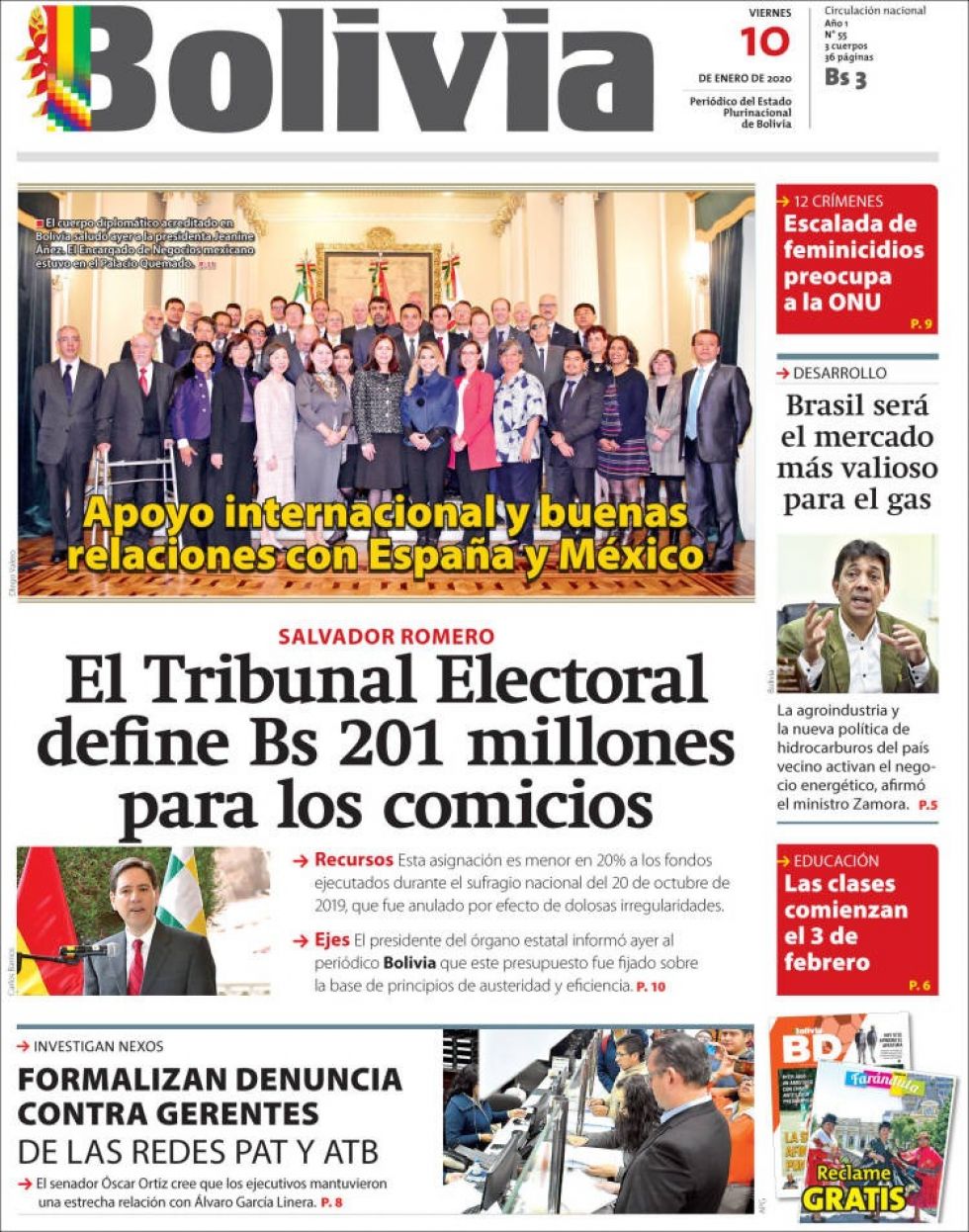 Bolivia, diario oficialista.