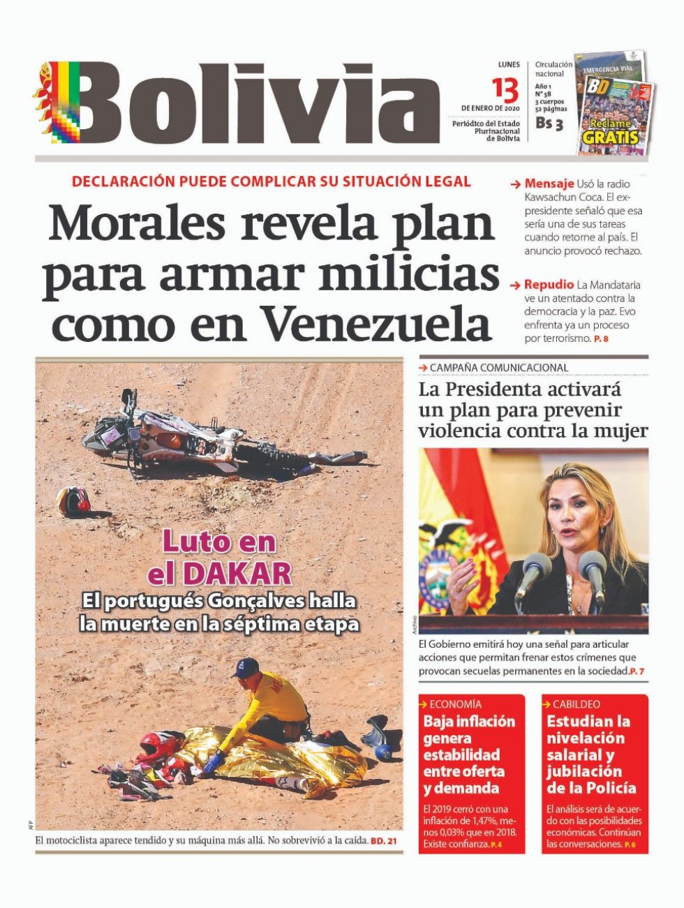 Bolivia, diario oficialista.
