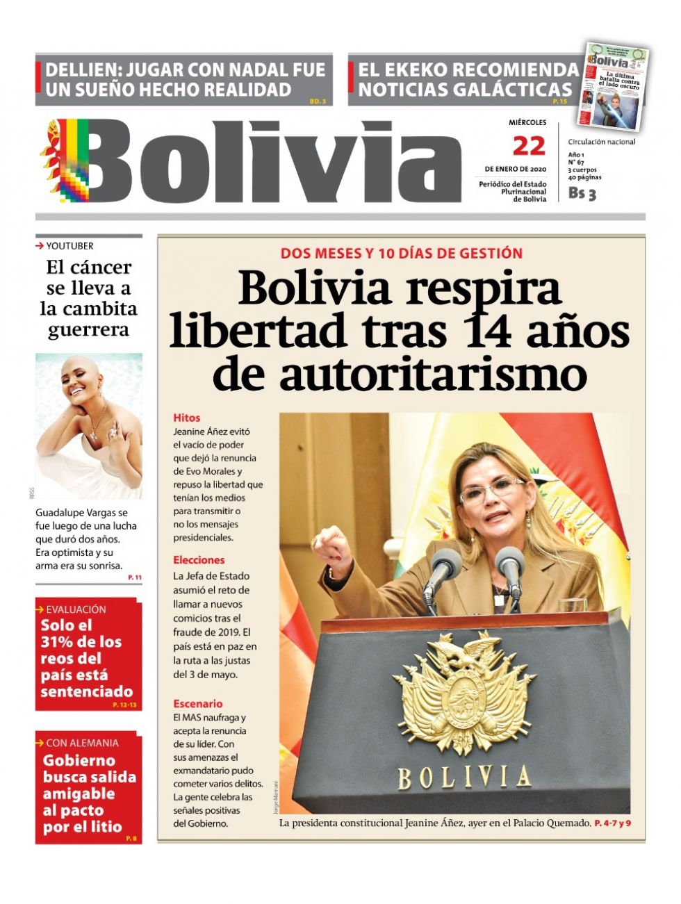 Bolivia, diario oficialista.