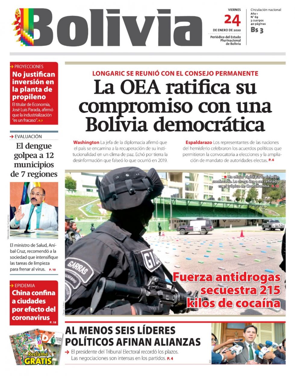 Bolivia, diario oficialista.