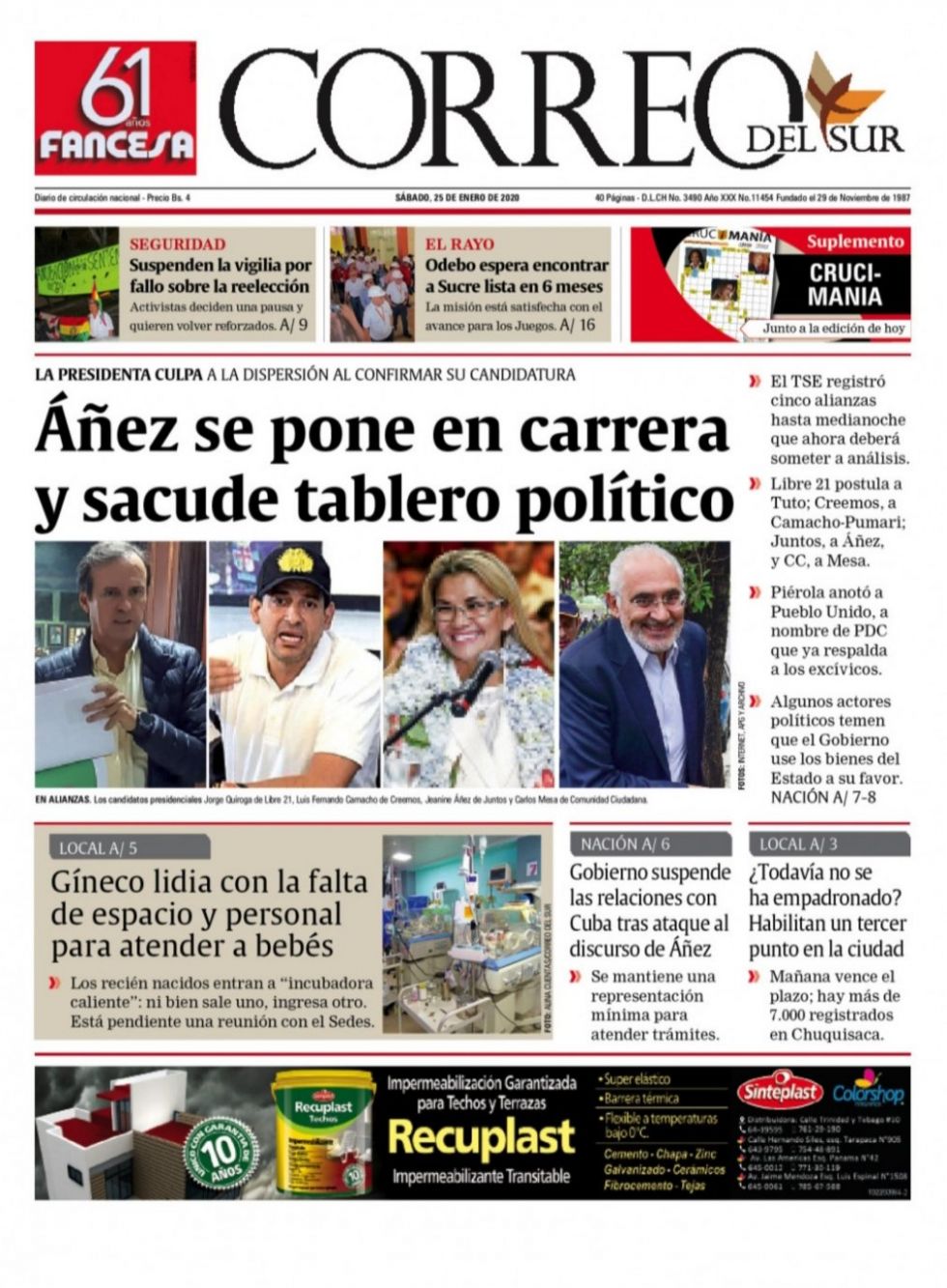 Correo del Sur, Sucre.