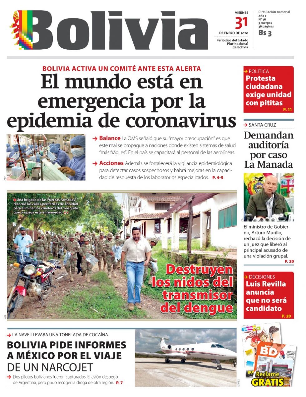 Bolivia, diario oficialista.