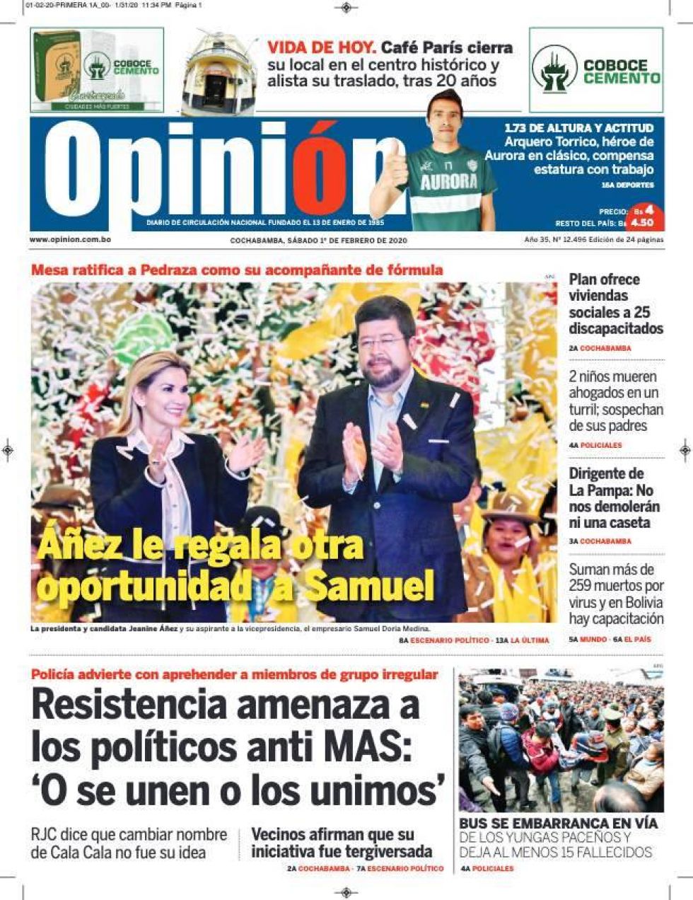 Opinión, Cochabamba.