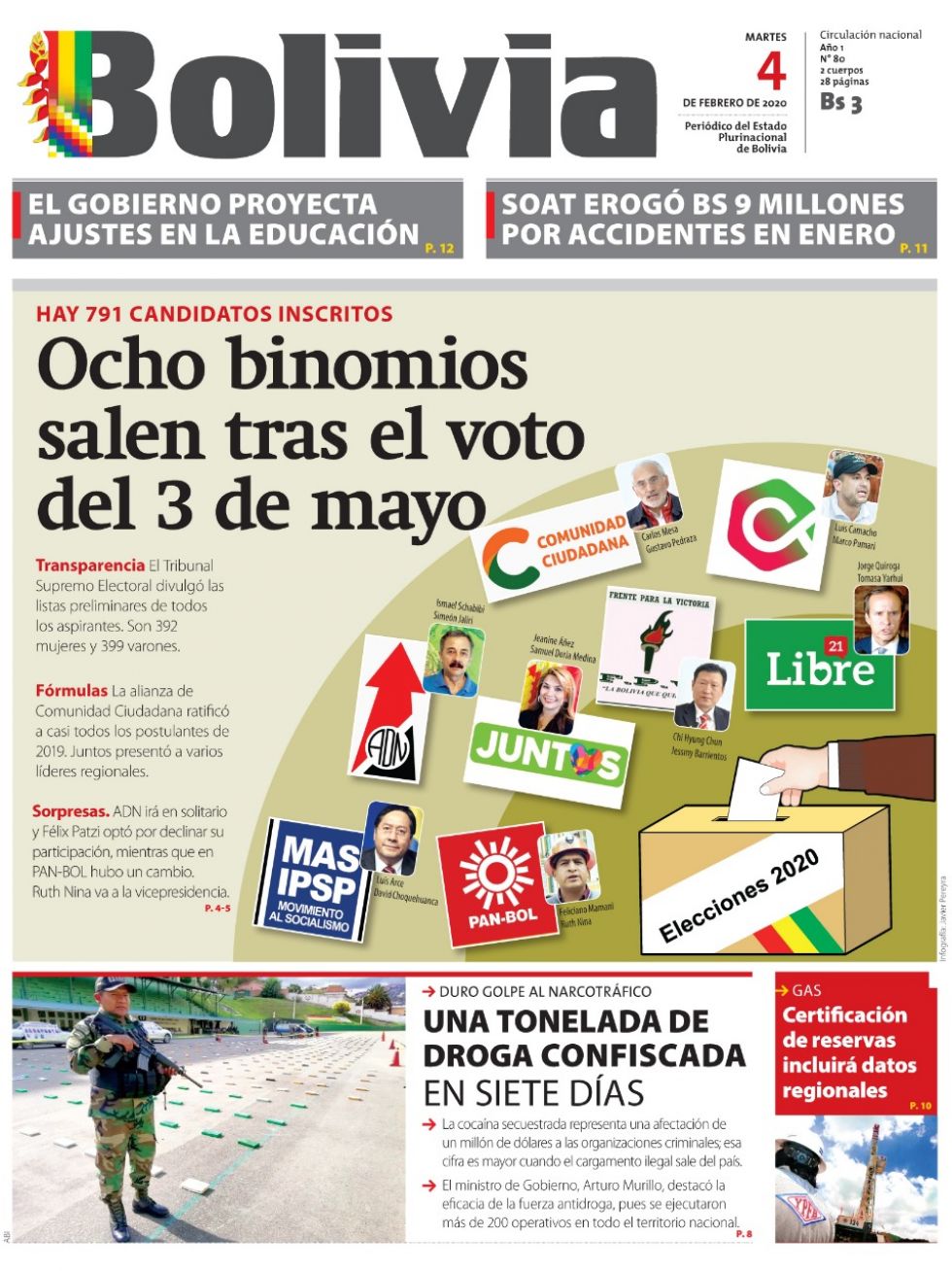 Bolivia, diario oficialista.