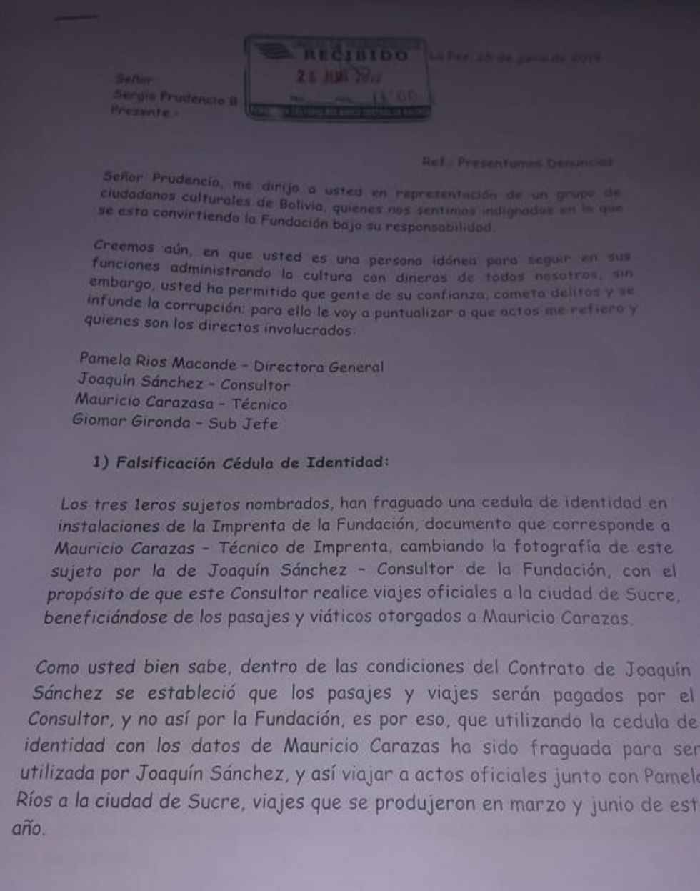 Una de las denuncias que Prudencio ignoró. 