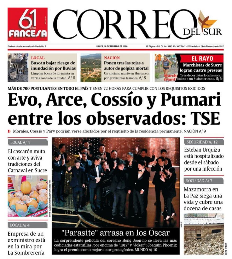 Correo del Sur, Sucre.