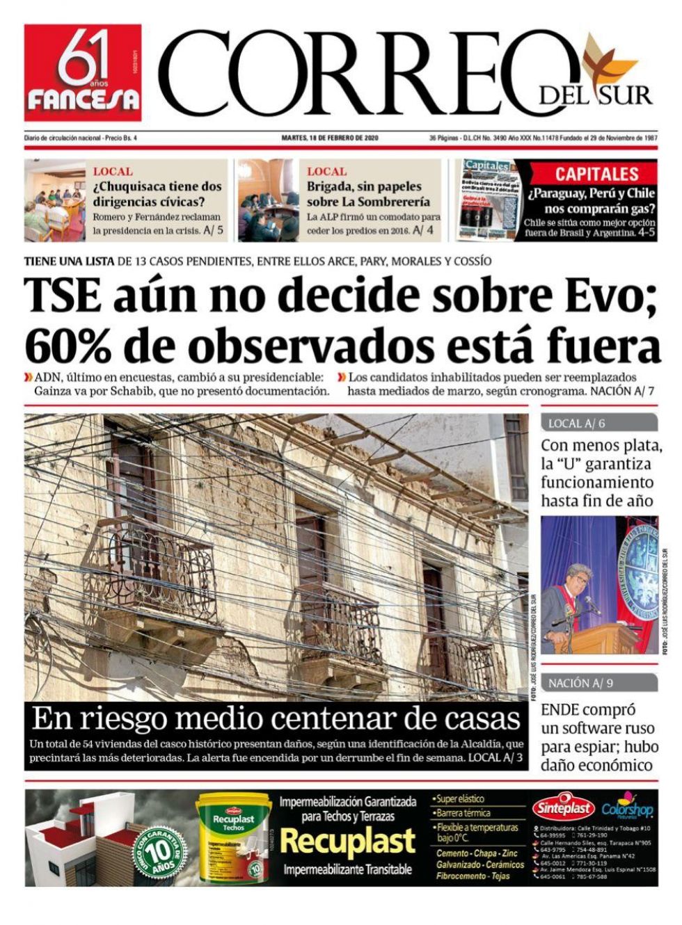 Correo del Sur, Sucre.