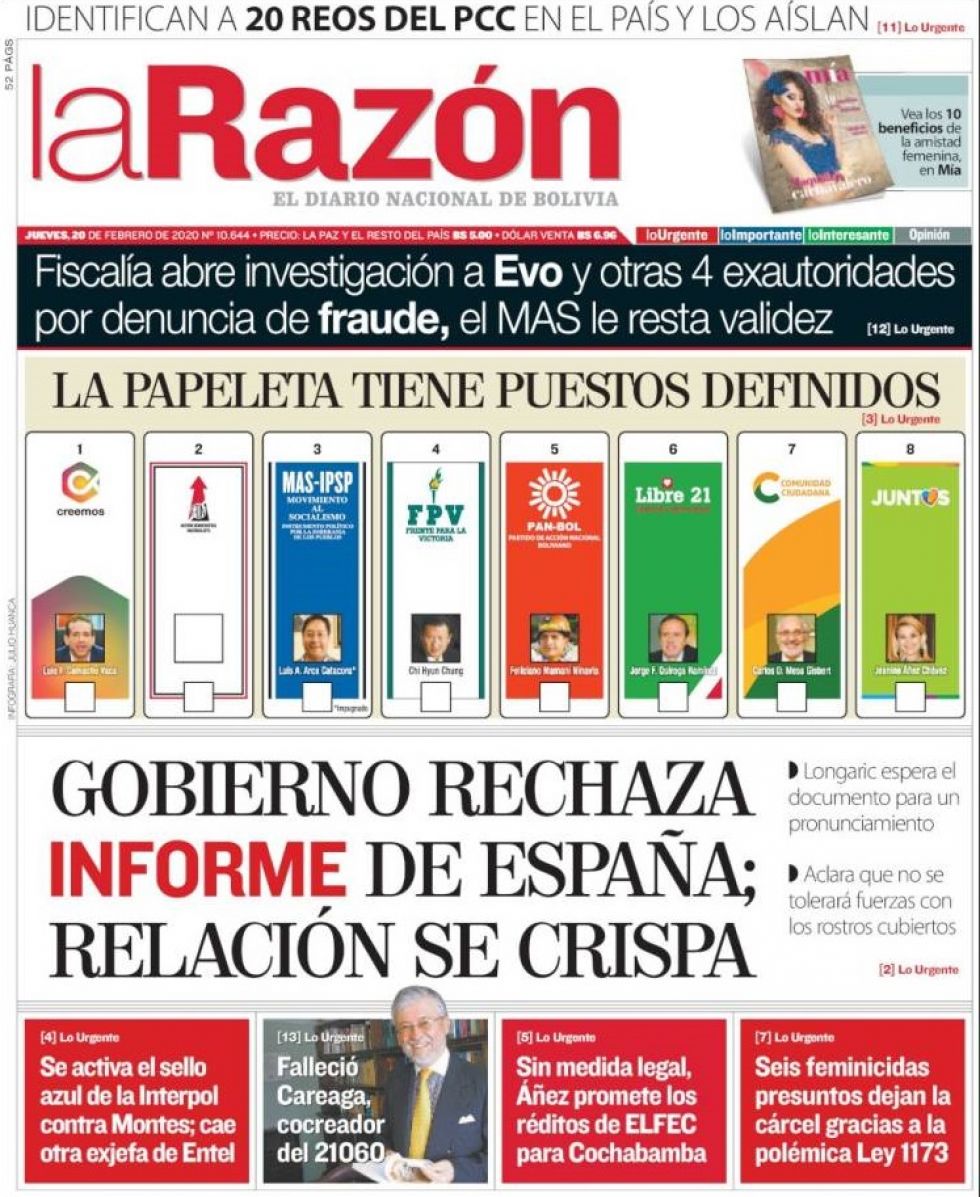 La Razón, La Paz.