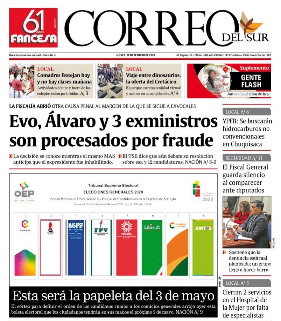 Correo del Sur, Sucre.