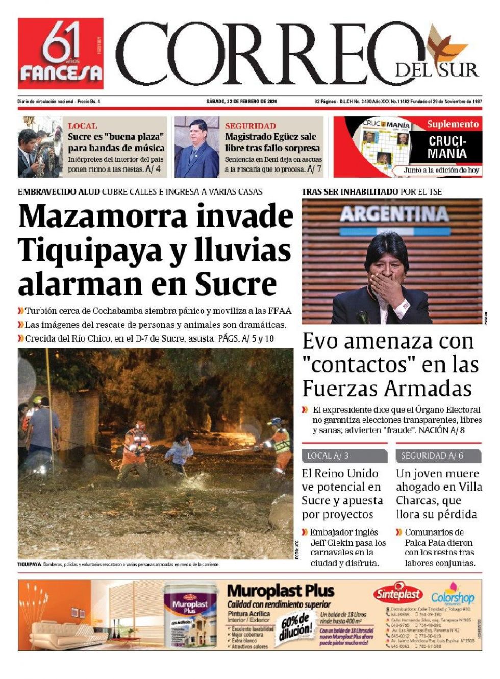 Correo del Sur, Sucre.