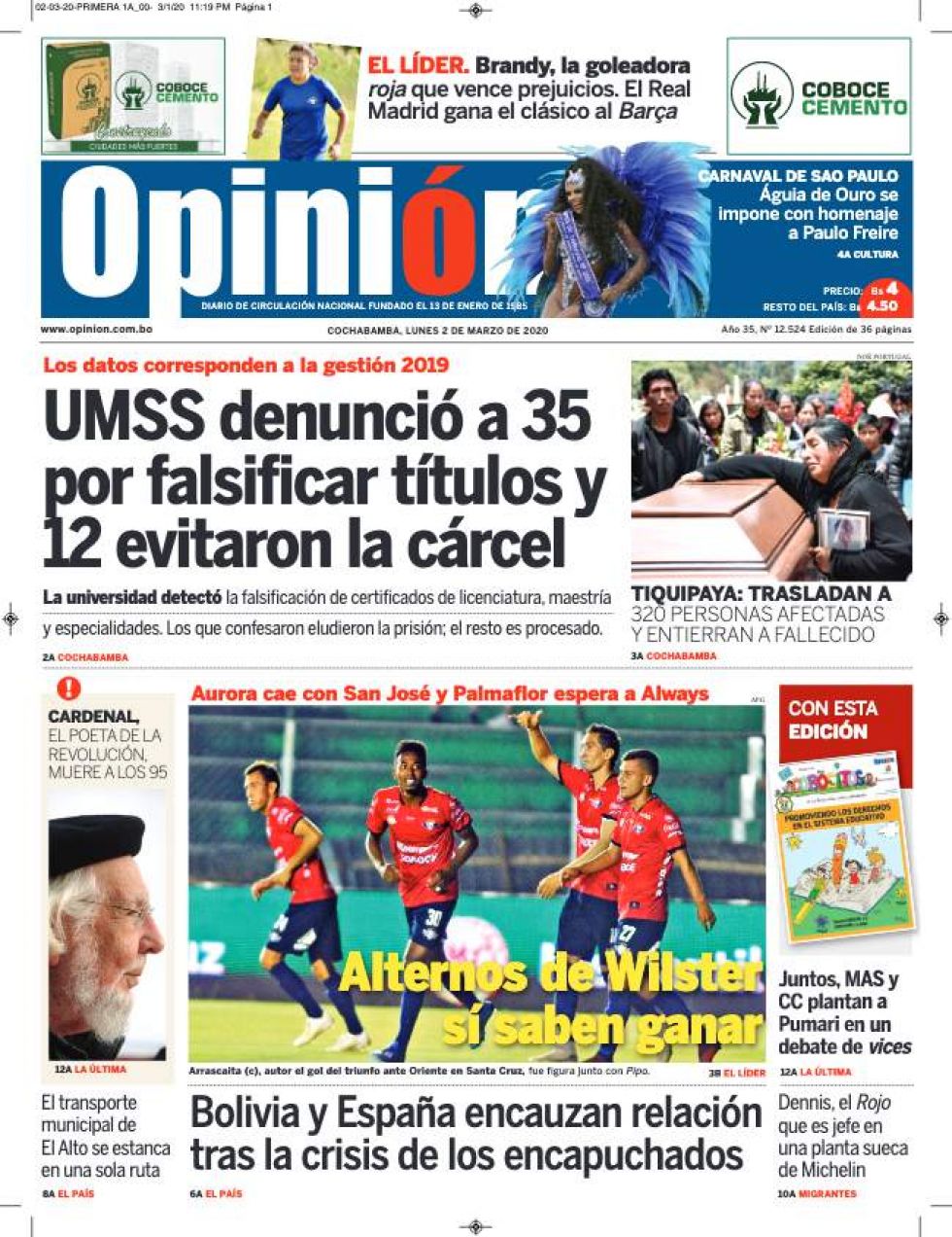 Opinión, Cochabamba.