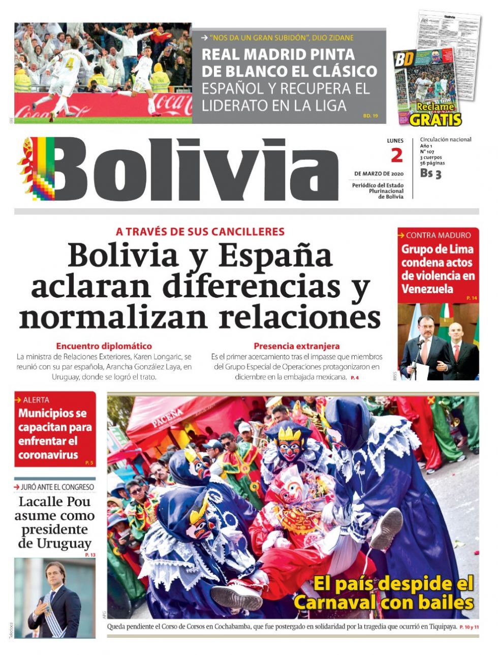 Bolivia, diario oficialista.