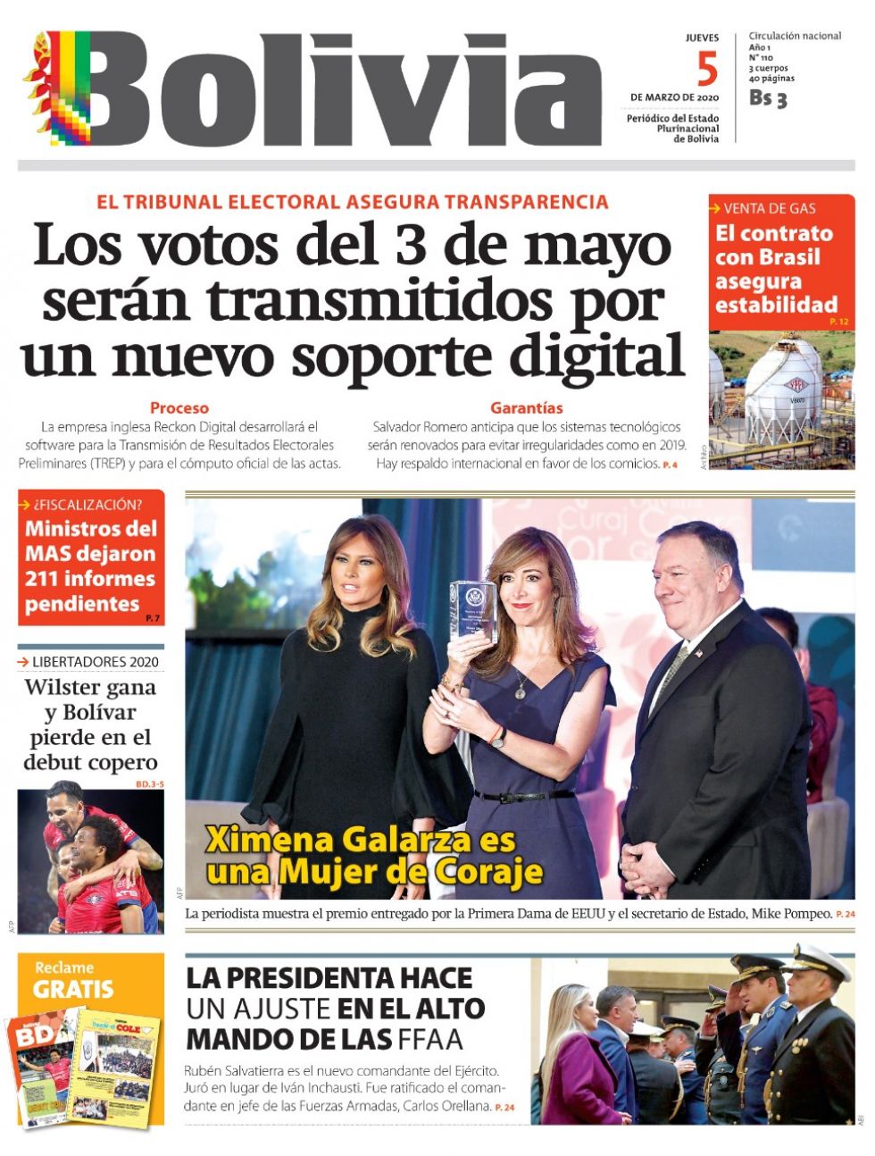 Bolivia, diario oficialista.