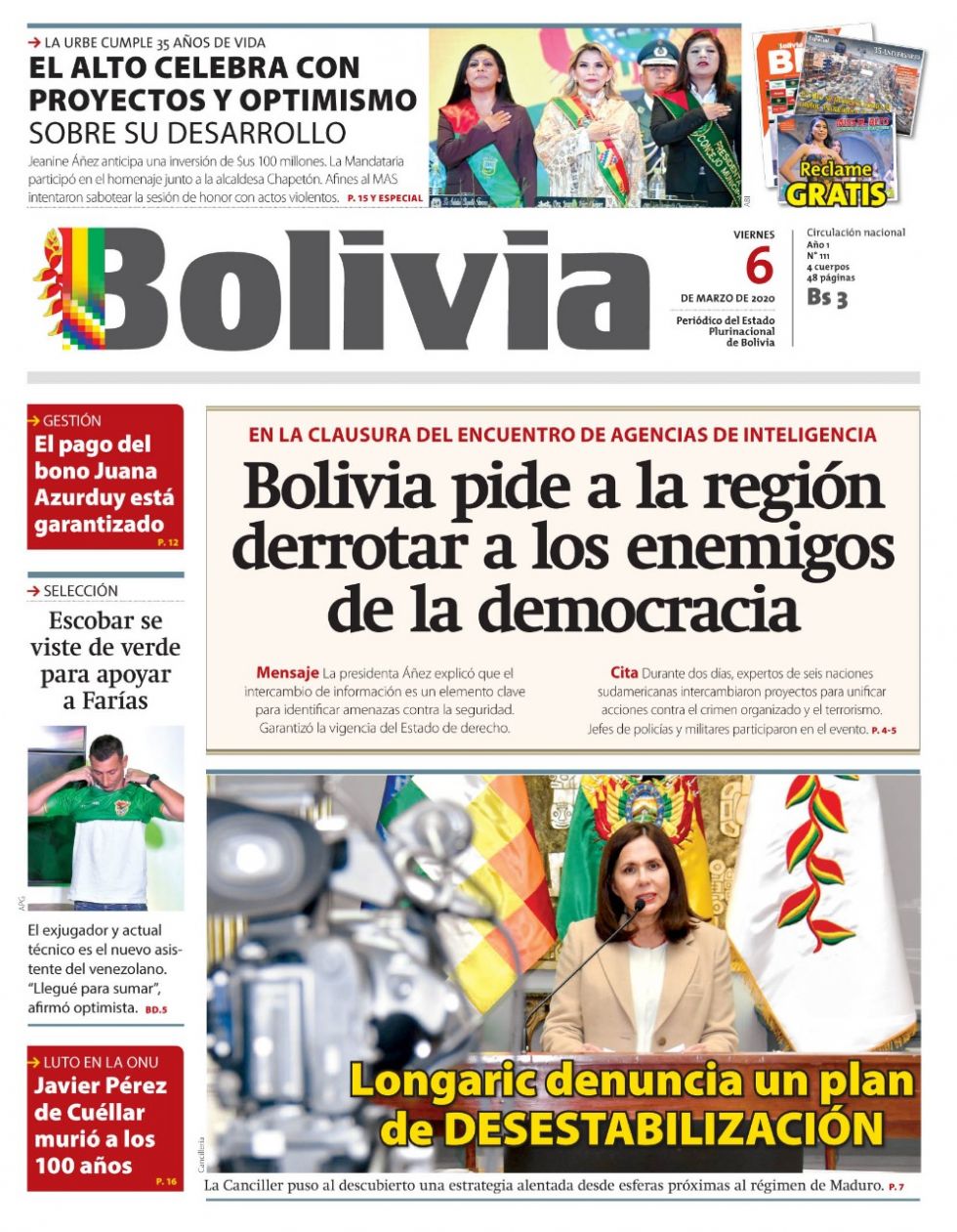 Bolivia, diario oficialista.