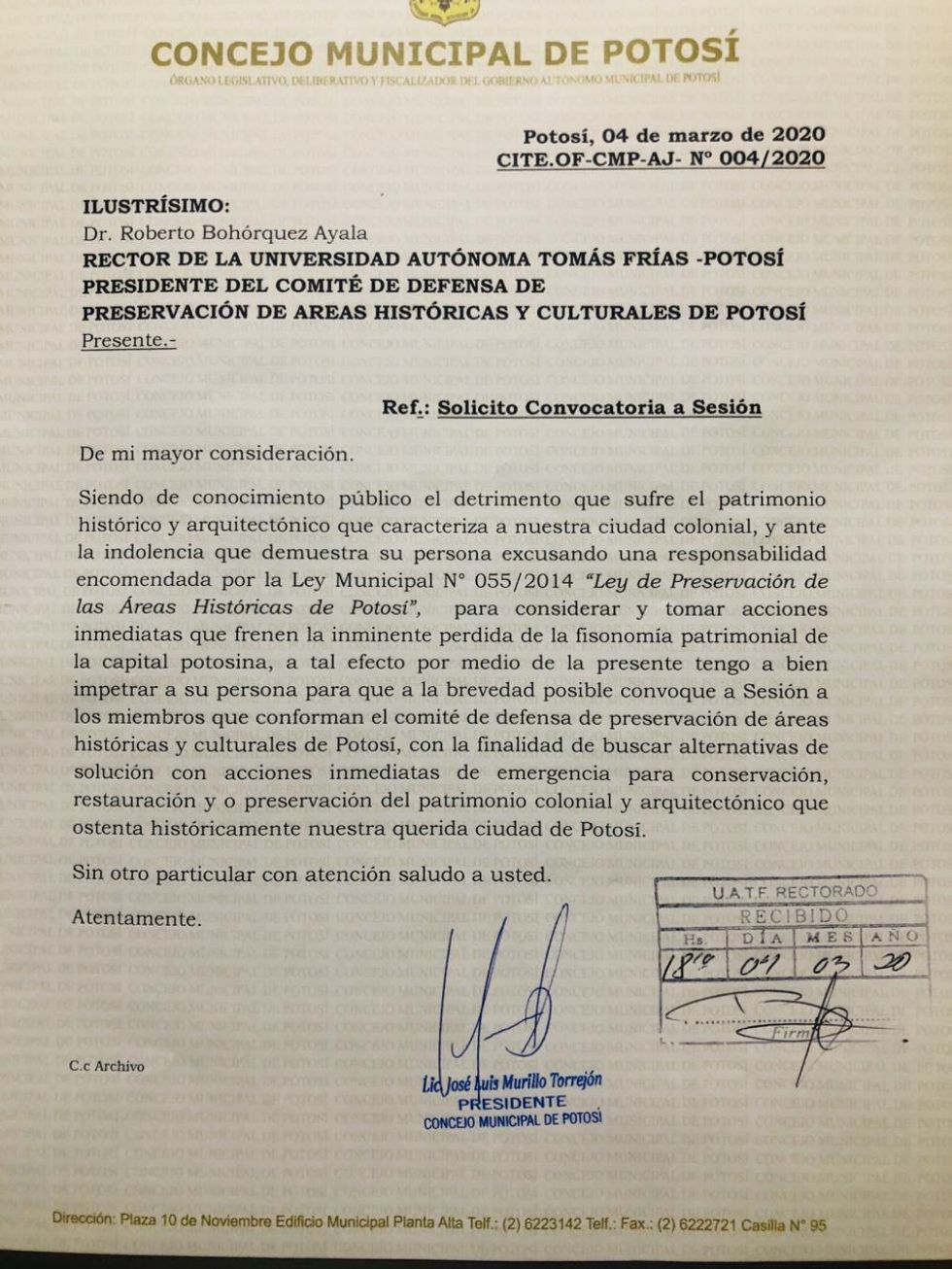 La carta ya fue recibida.