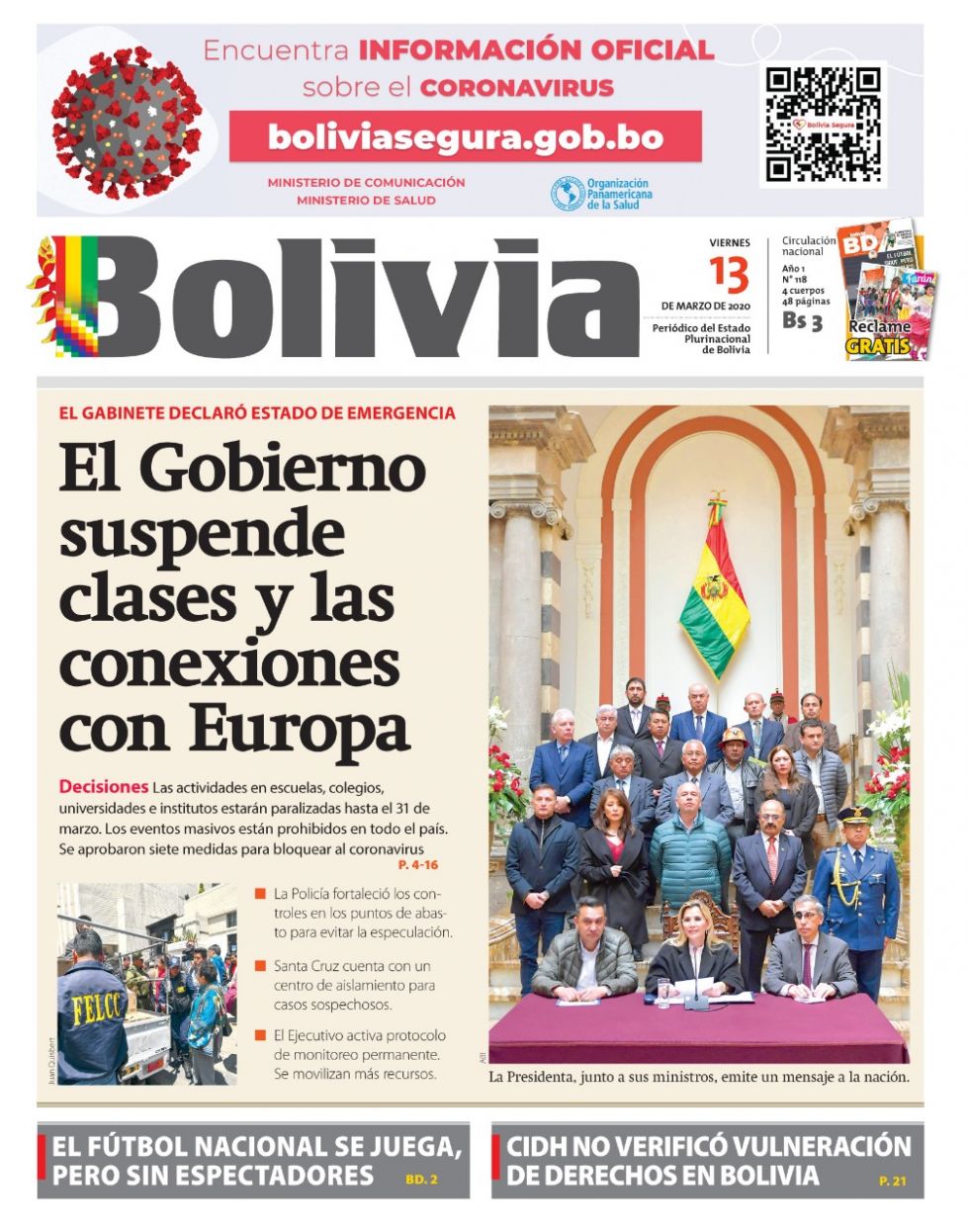 Bolivia, diario oficialista.