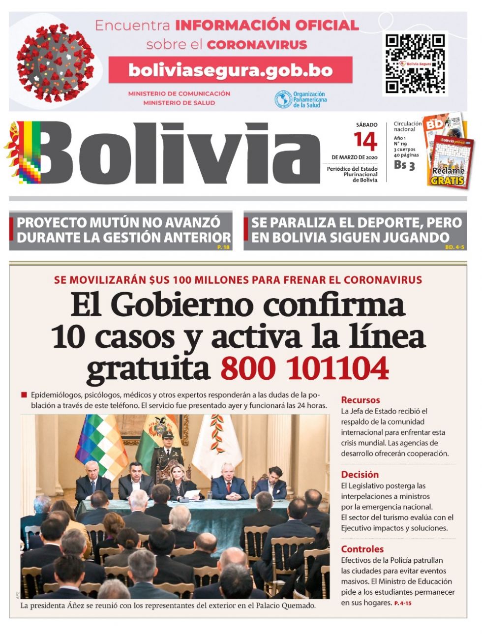 Bolivia, diario oficialista.