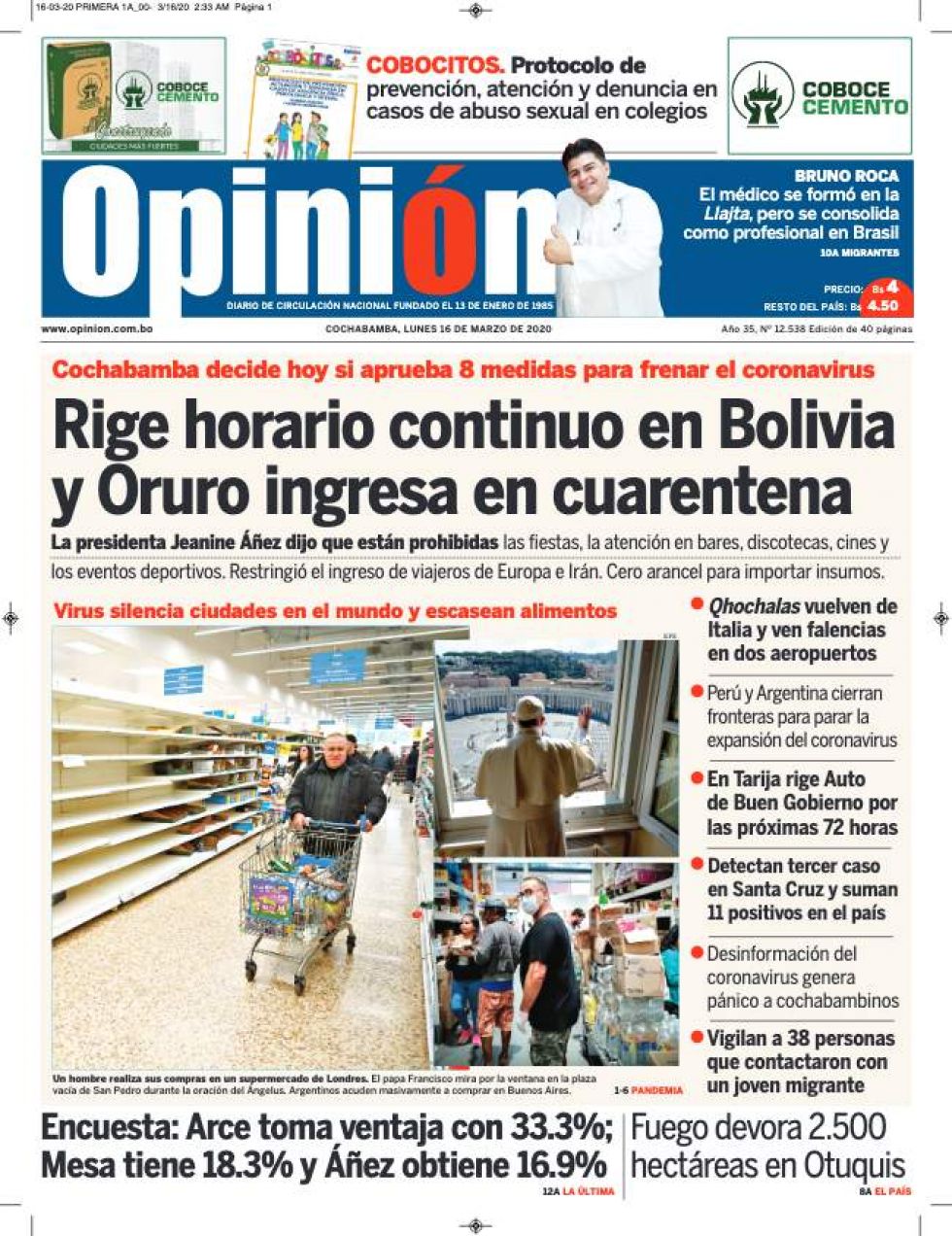 Opinión, Cochabamba.