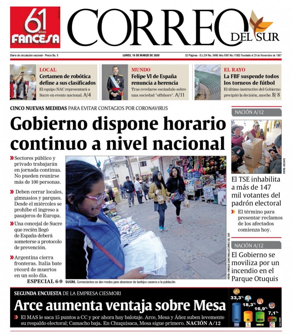 Correo del Sur, Sucre.