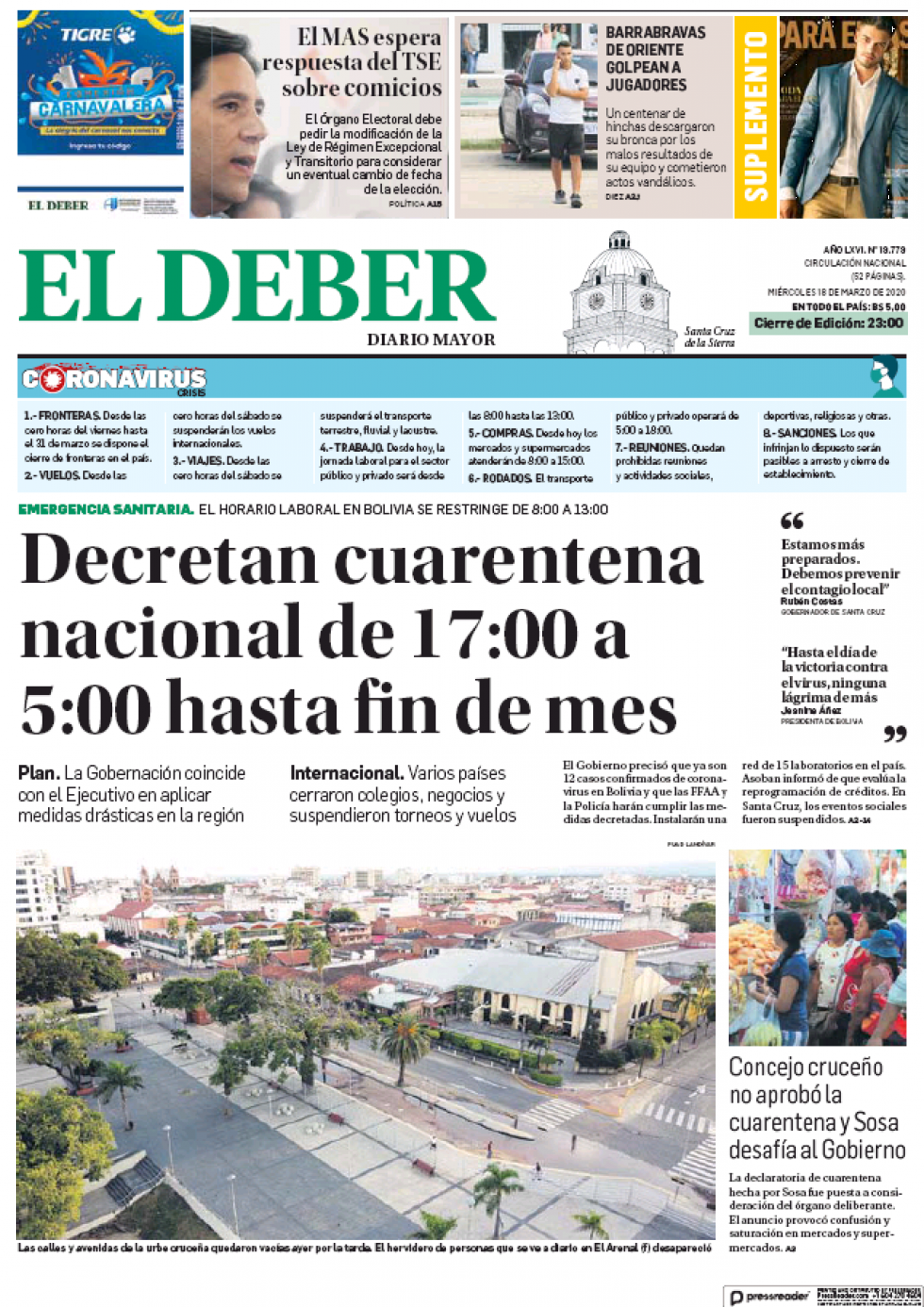 El Deber, Santa Cruz.