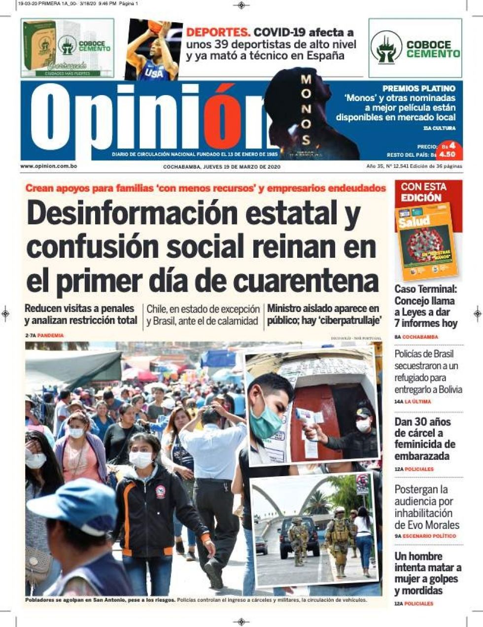 Opinión, Cochabamba.