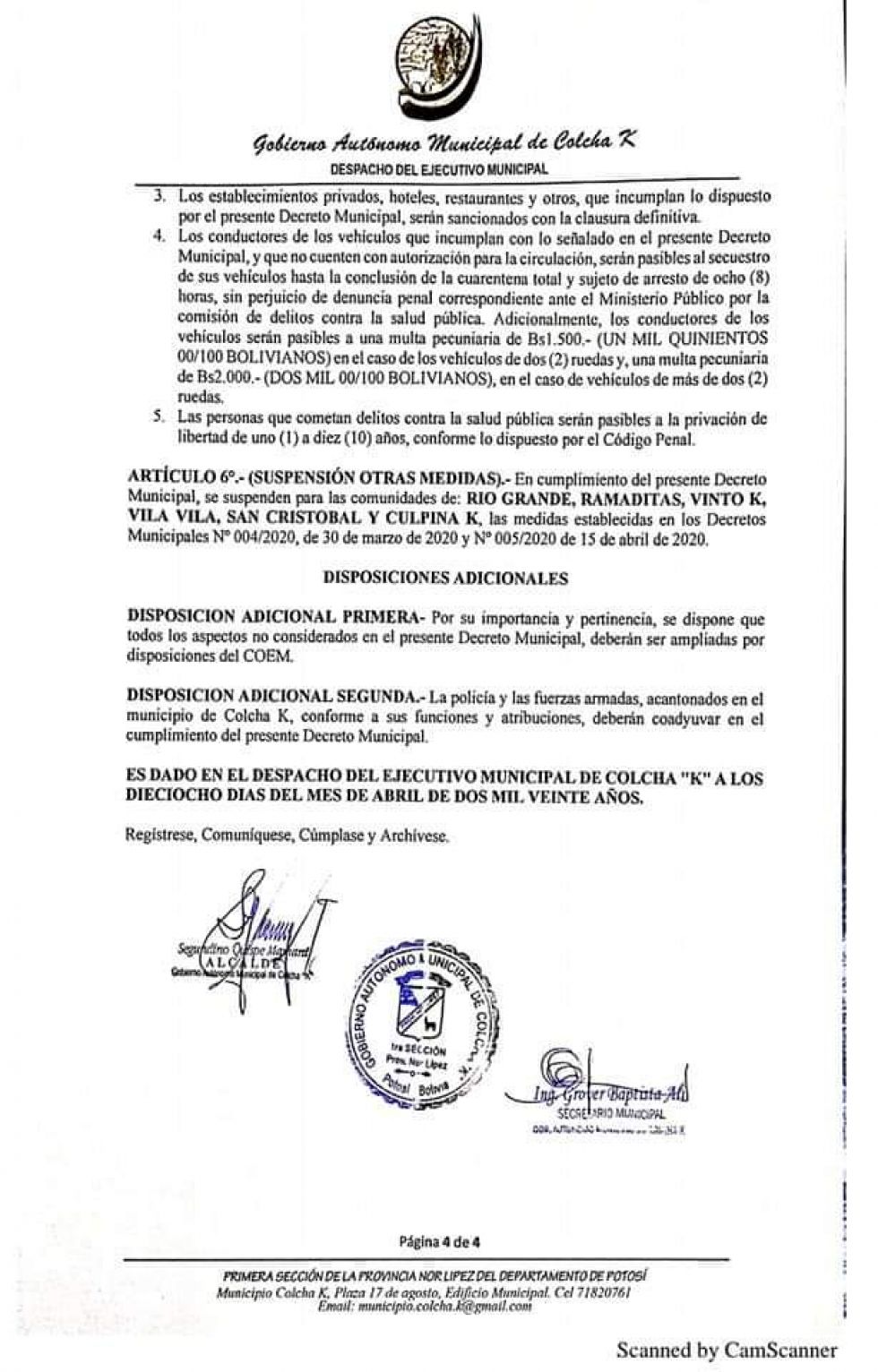 Emitieron documentos expresando su determinación.