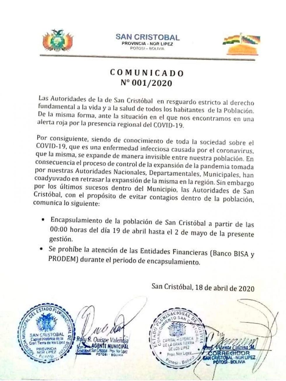 Emitieron documentos expresando su determinación.
