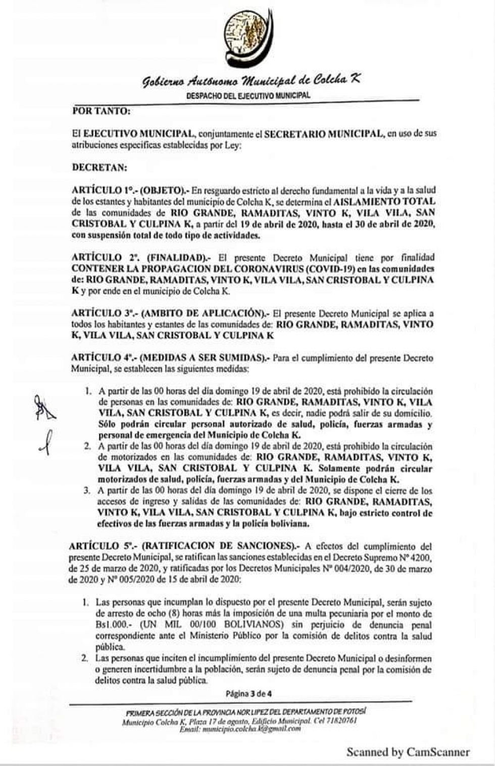 Emitieron documentos expresando su determinación.