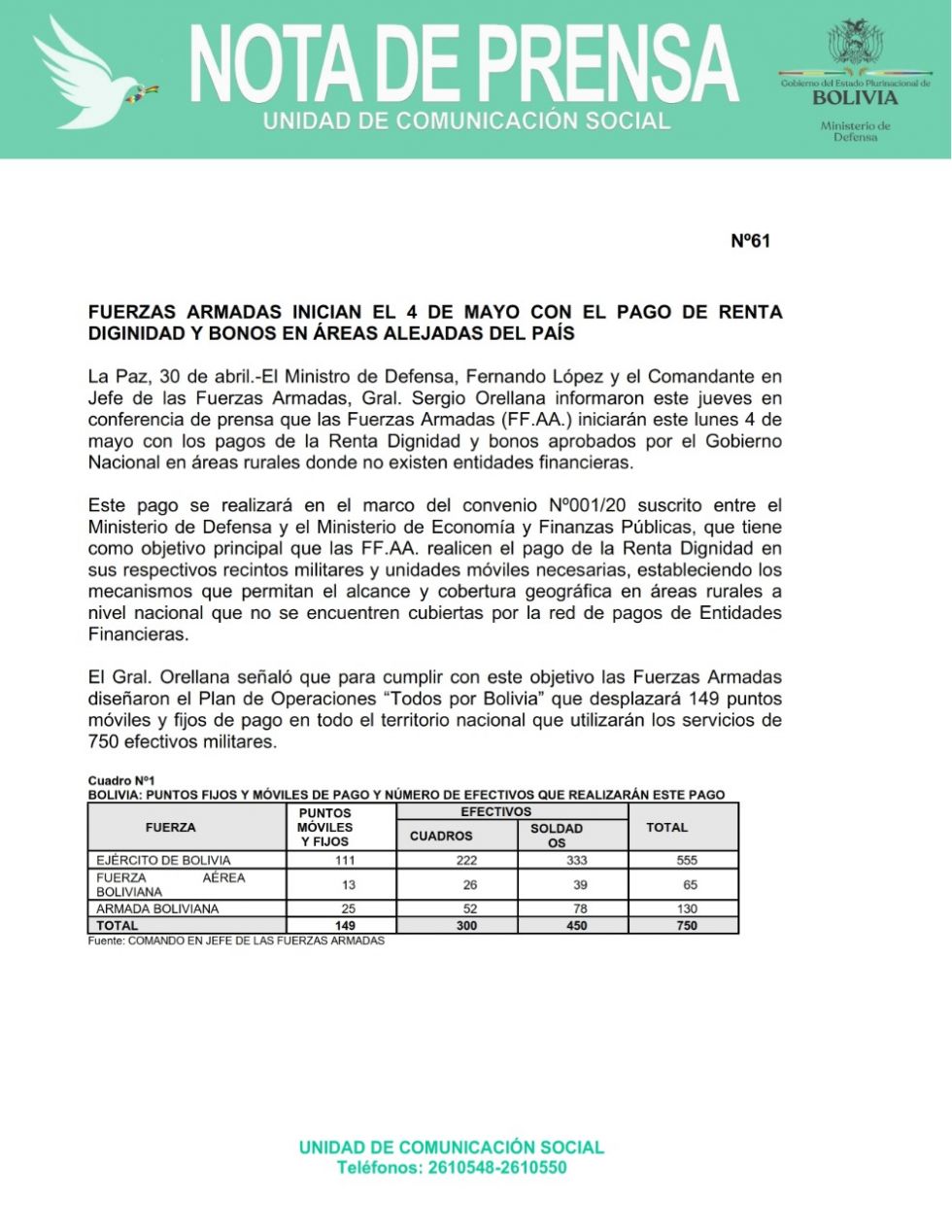 La nota de prensa.