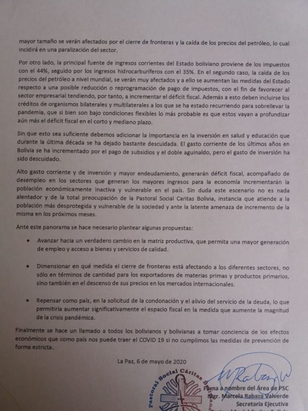 El comunicado de la agencia religiosa.