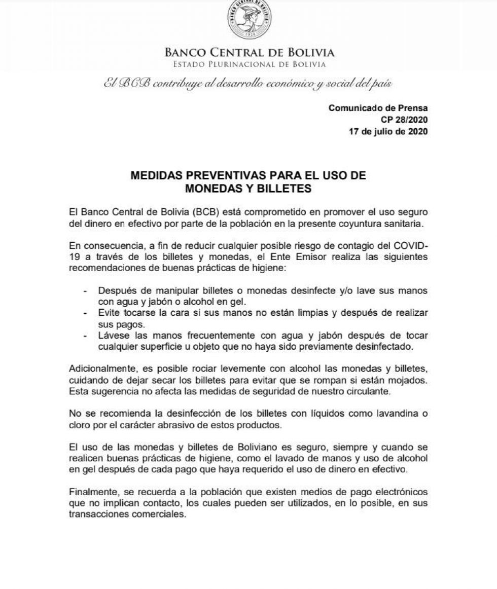 Nota del BCB