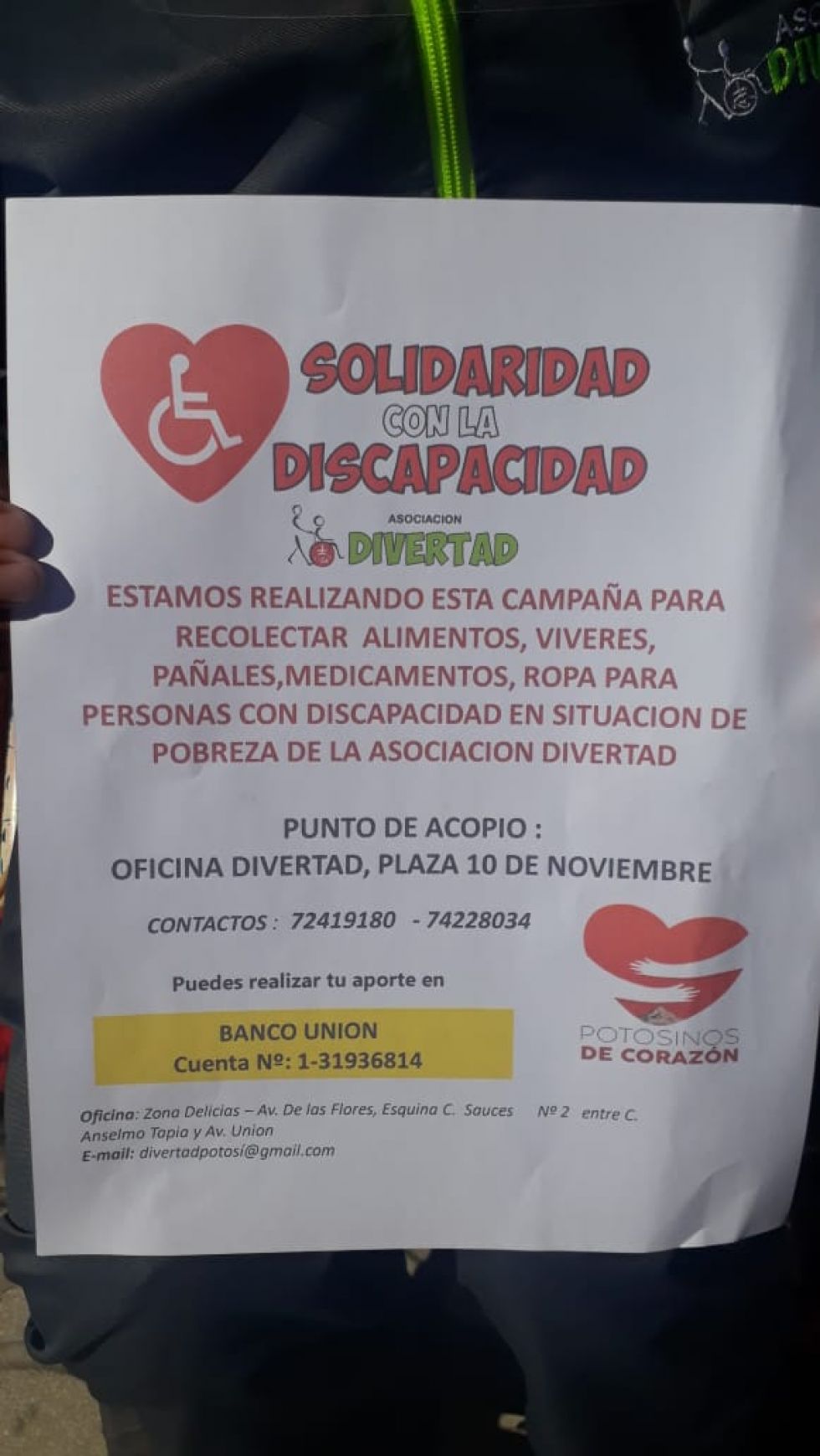 Esperan los aportes de los corazones solidarios.