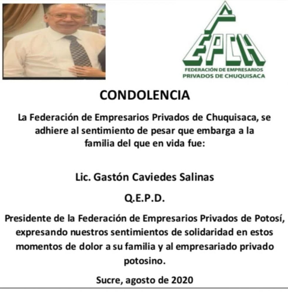 Condolencias por su partida en la página de Facebook del empresariado potosino