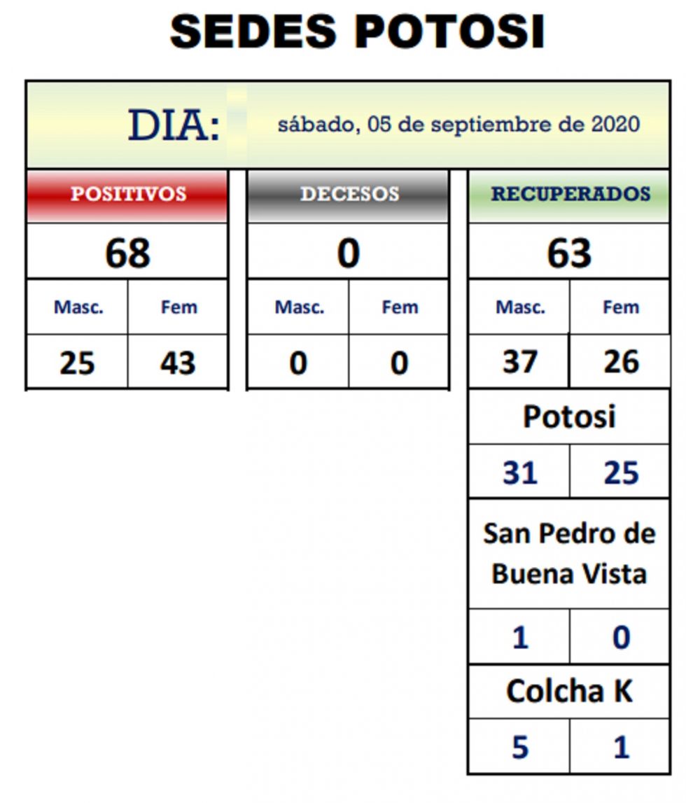 Reporte departamental del Sedes Potosí