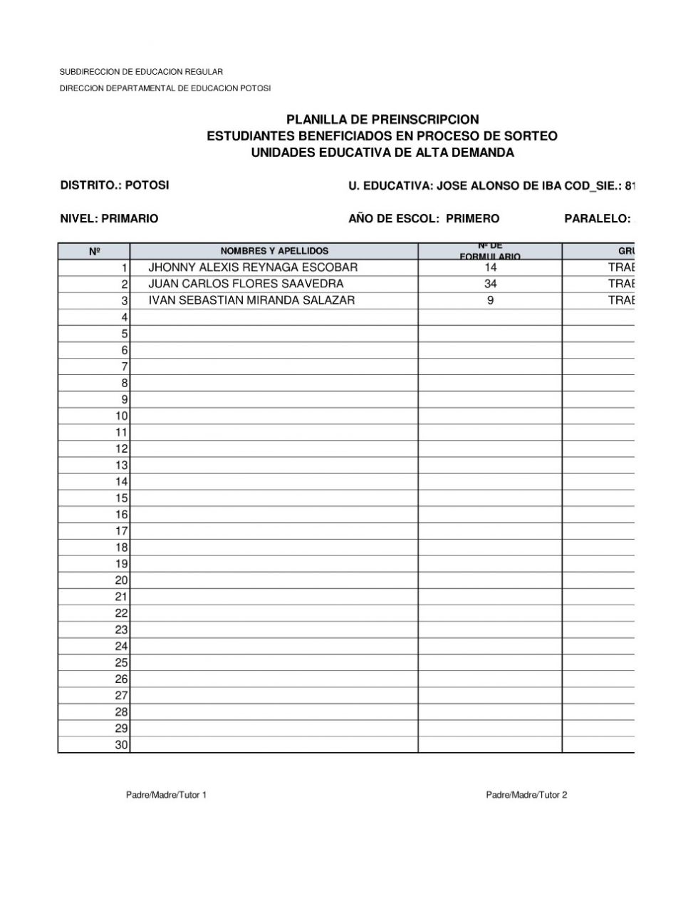 Listas tras el sorteo de cupos ayer. DIRECCIÓN DISTRITAL DE EDUCACIÓN